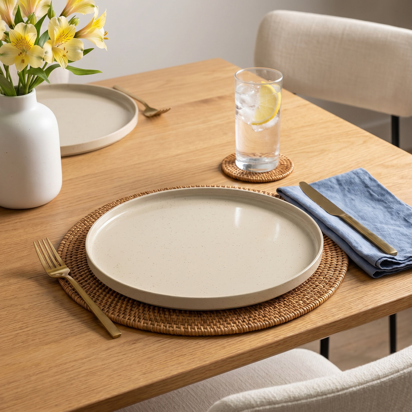 Noelia 11" Dinner Plate, Natural