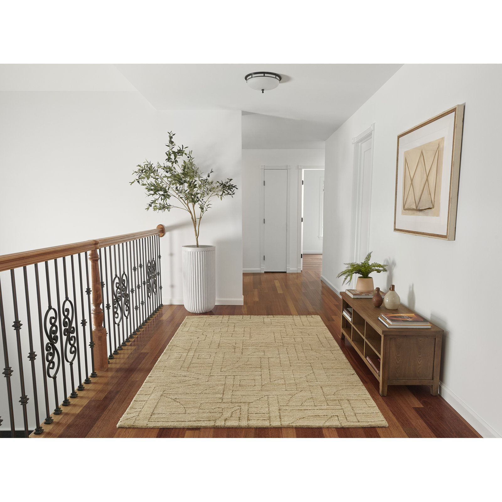 Ann-Sophie Natural Hand-Tufted Geometric Wool Rug, Rectangle 3'6" x 5'6"