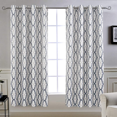 Elfrida Geometric Room Darkening Thermal Grommet Curtain Panels
