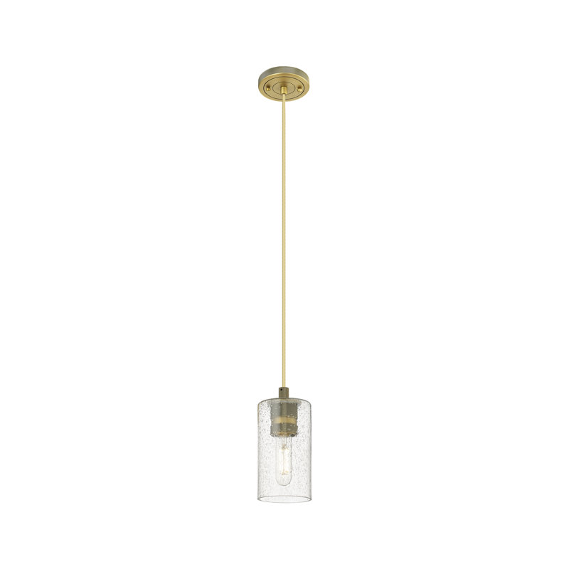 Luminaire suspendu à cordon 1 lumière Crown Point, H 8,38 po x l 4,5 po x P 4,5 po, Grainé, Laiton brossé