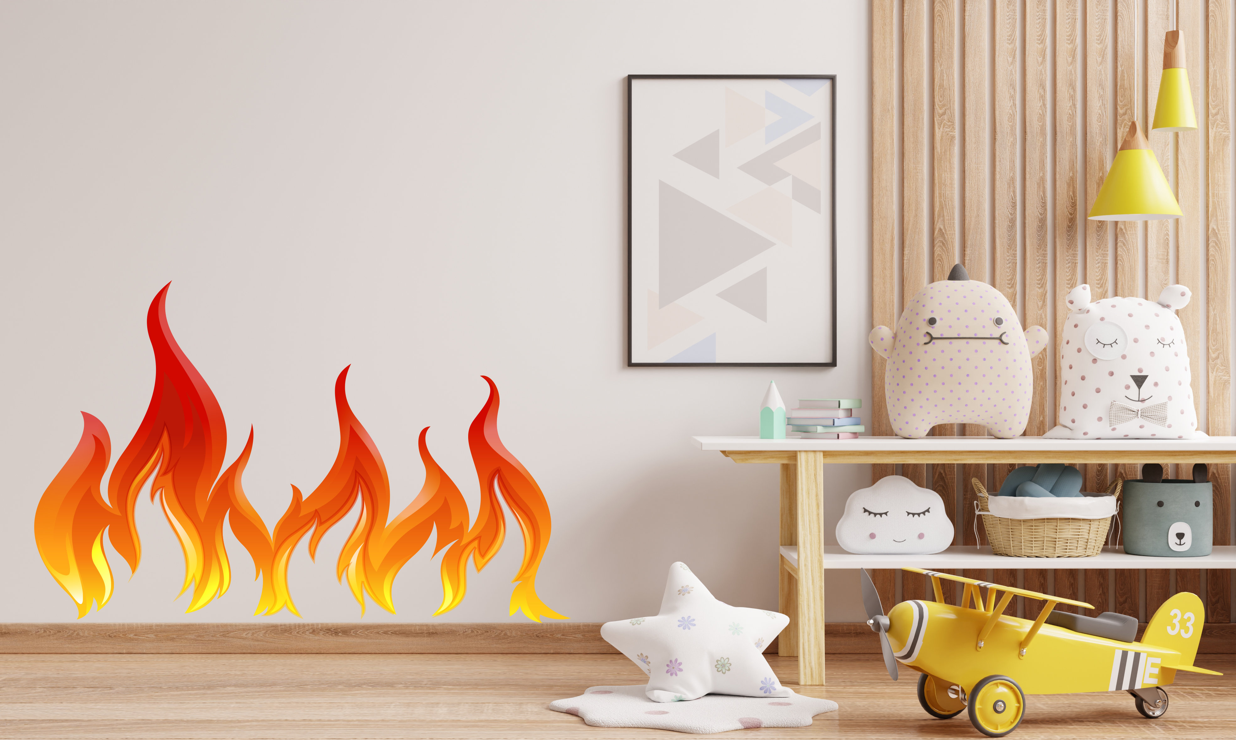 Lark Manor™ Flames Decals Fire Place Wall Ar Flame Decoration Fire ...
