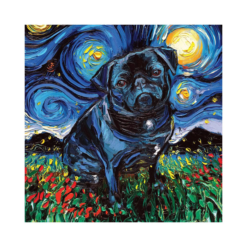 « Black Carlin Night » par aja Trèves, reproduction d’art, Pas de tapis, Toile tendue, H 12 po x l 12 po x P 0,75 po
