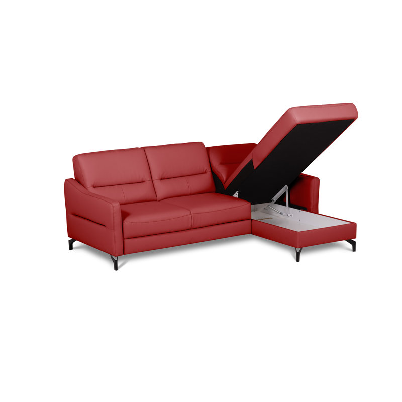 Falkirk Leather Corner Sofabed, Right Hand Facing, Red