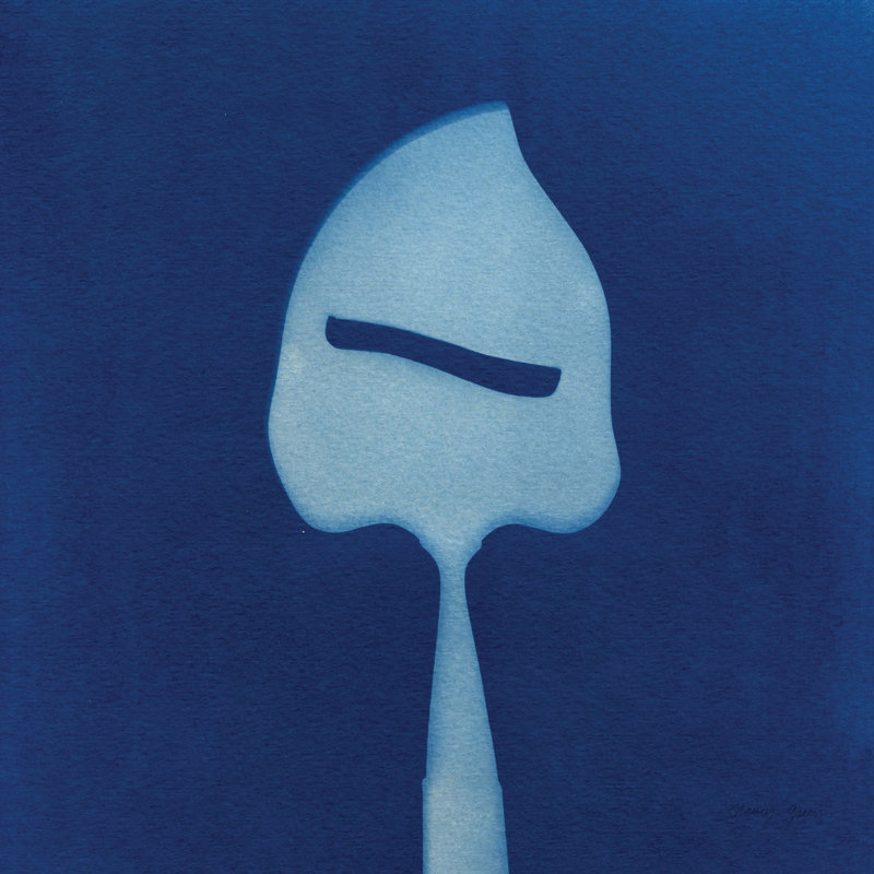 «Cyanorph Kitchen II» par Nancy Green - Peinture, H 20 po x l 20 po, Toile avec cadre flottant noir sans passe-partout