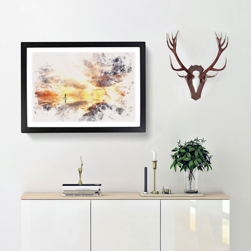 Fishing Boat - Picture Frame Painting Print, 36cm H x 48cm W x 2cm D, Black Framed