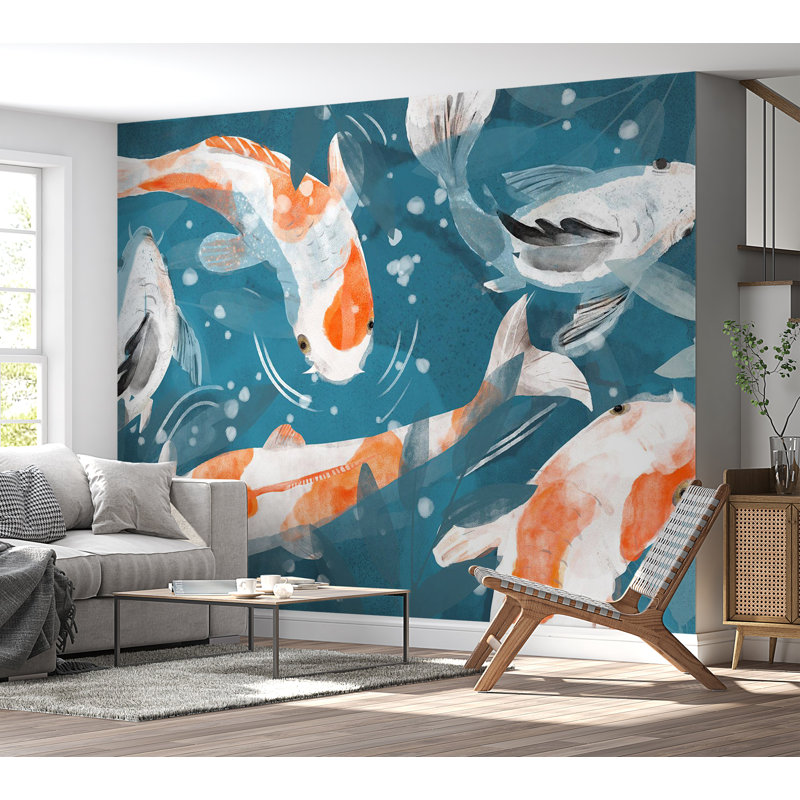 Papier peint animaux - Poissons Koi, L 78 po x L 55 po