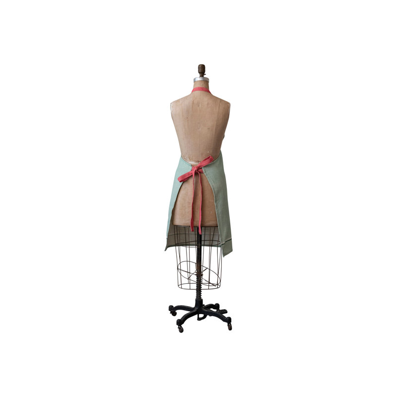Cotton Slub Printed Apron With Reindeer, Holly And Polka Dot Pocket