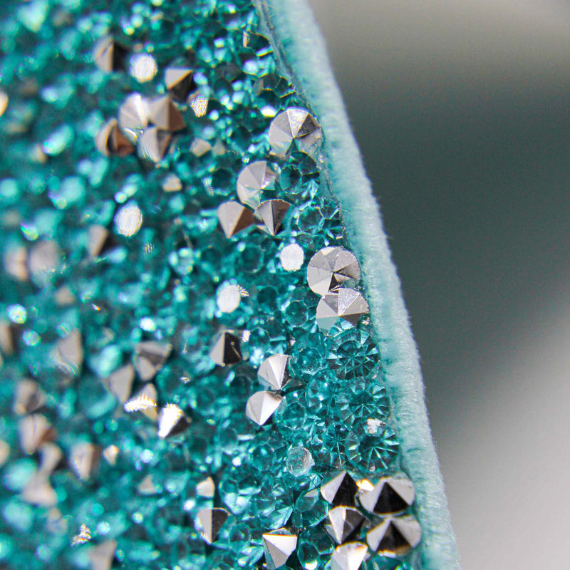 Turquoise Velvet Rhinestone Square Throw Pillow