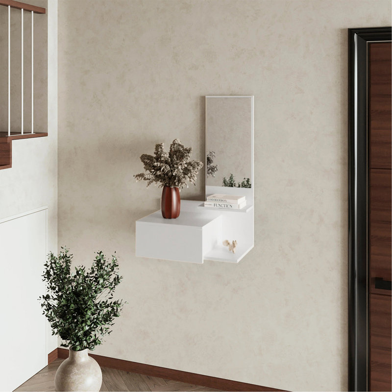 Meuble-lavabo mural peu encombrant avec miroir intégré pour un décor de salle de bain élégant et fonctionnel