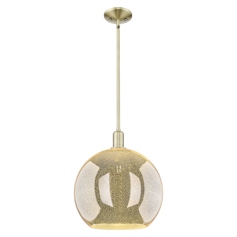 Mini-luminaire suspendu 1 lumière Arcadia - Athens, H 13,63 po x l 13,75 po x P 13,75 po, Mercure, Laiton antique
