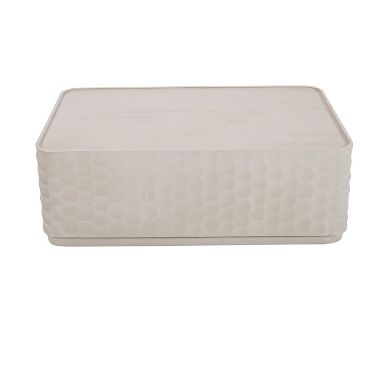 Table basse rectangulaire blanche en bois massif, Blanc