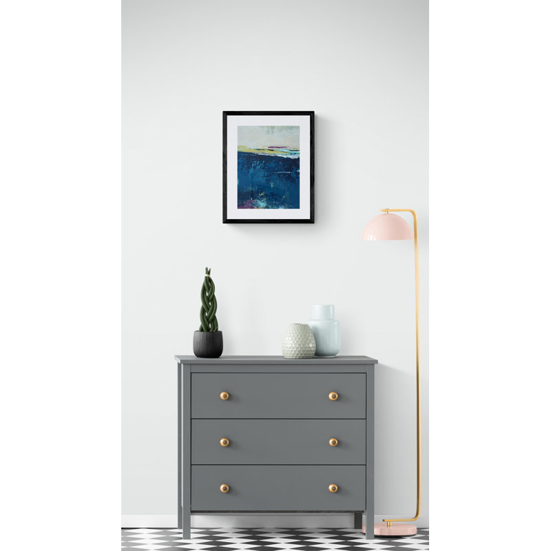 Indigo Blue Print by Victoria Primicias, Black Framed Canvas, 32" H x 24" W