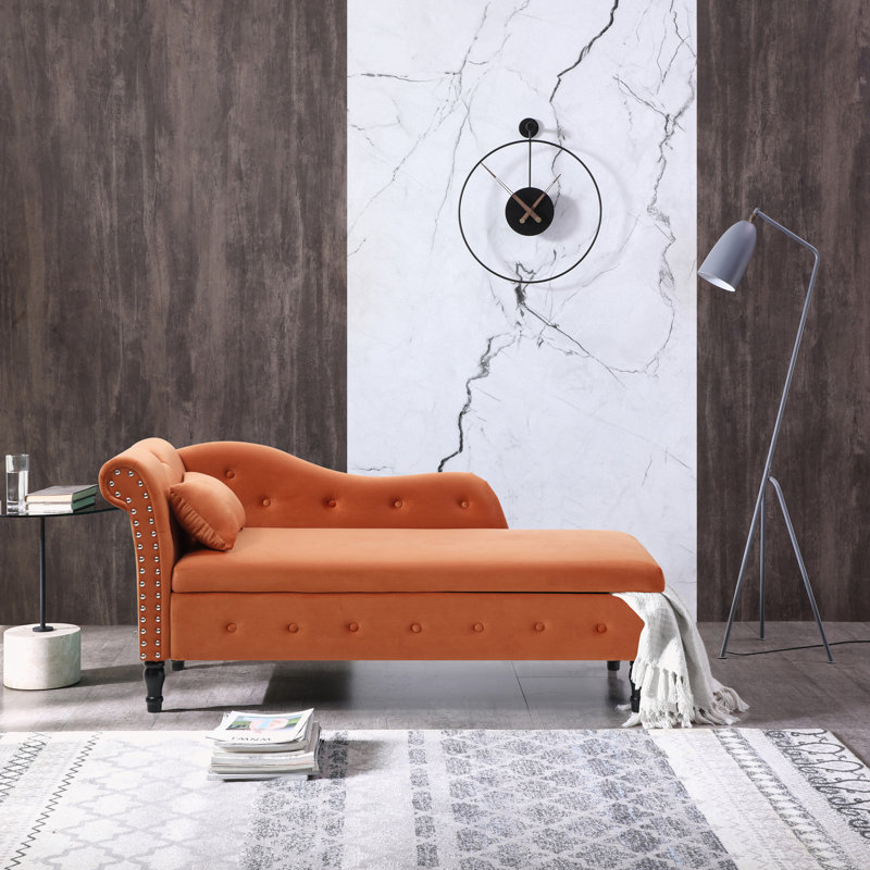 Chaise longue rembourrée pour l'intérieur, Orange, Noir