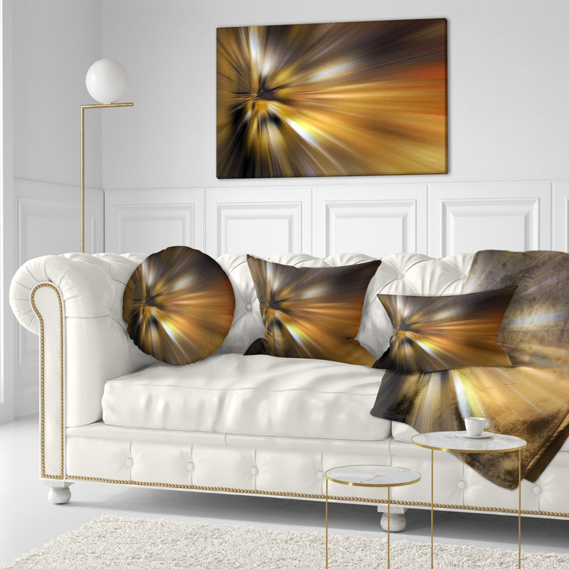 Blue Over Gold Texture - Abstract Printed Pillow, Gray/Orange