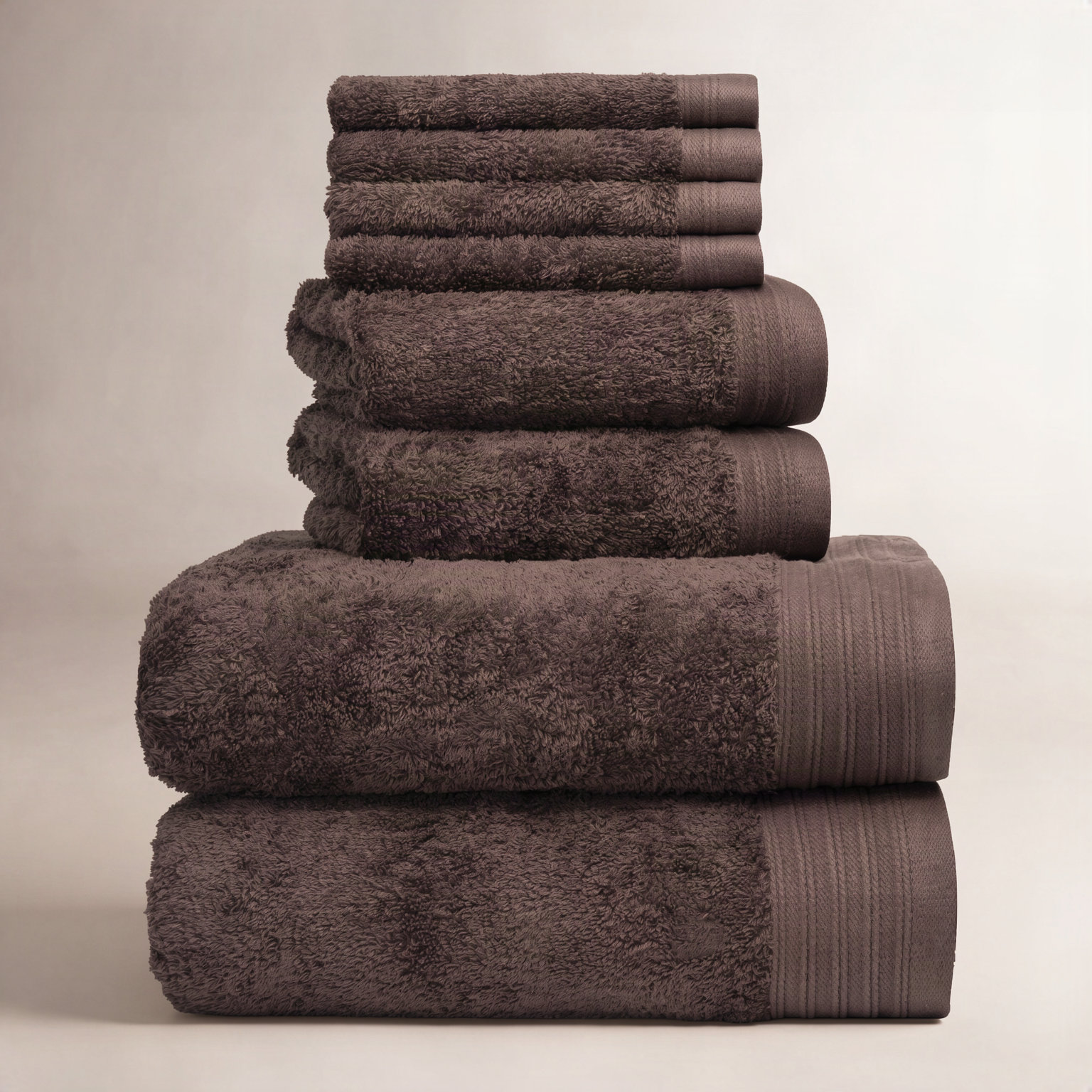 Doncia 8-Piece Cotton Towel Set, Chocolate
