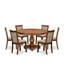 Cet ensemble de salle à manger en bois 7 pièces comprend une table à piédestal et 6 chaises Parson en lin brun clair avec dossier rembourré - Noyer antique-1004186774-1004186772-983083351