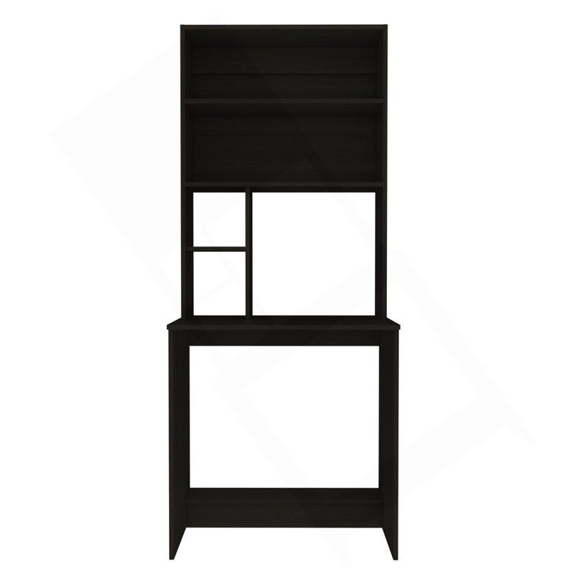 Wenge 4-Shelf Computer Desk With Hutch
