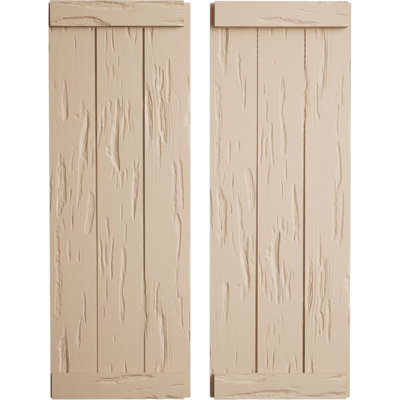 Volets rustiques en faux bois à trois planches jointes avec lattes (par paire)
