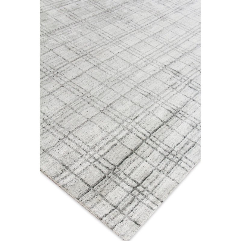 Fairbanks Plaid Area Rug in White, Rectangle 14' x 18'