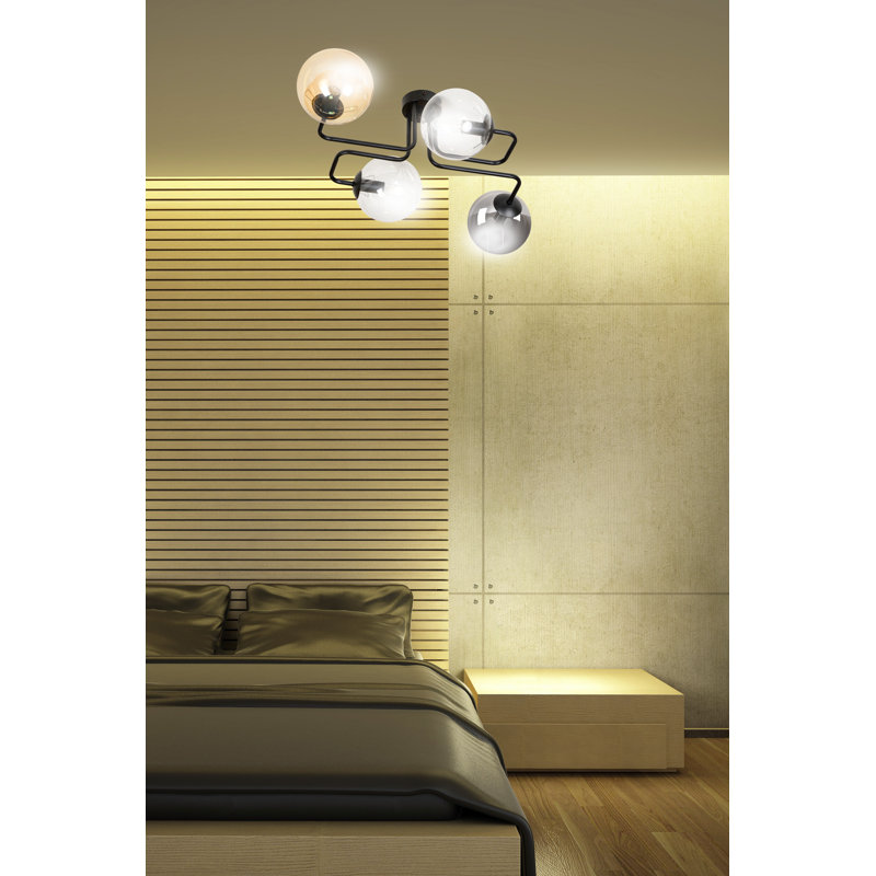 Cadesia Glass Semi Flush Mount, Graphite/Amber/Transparent