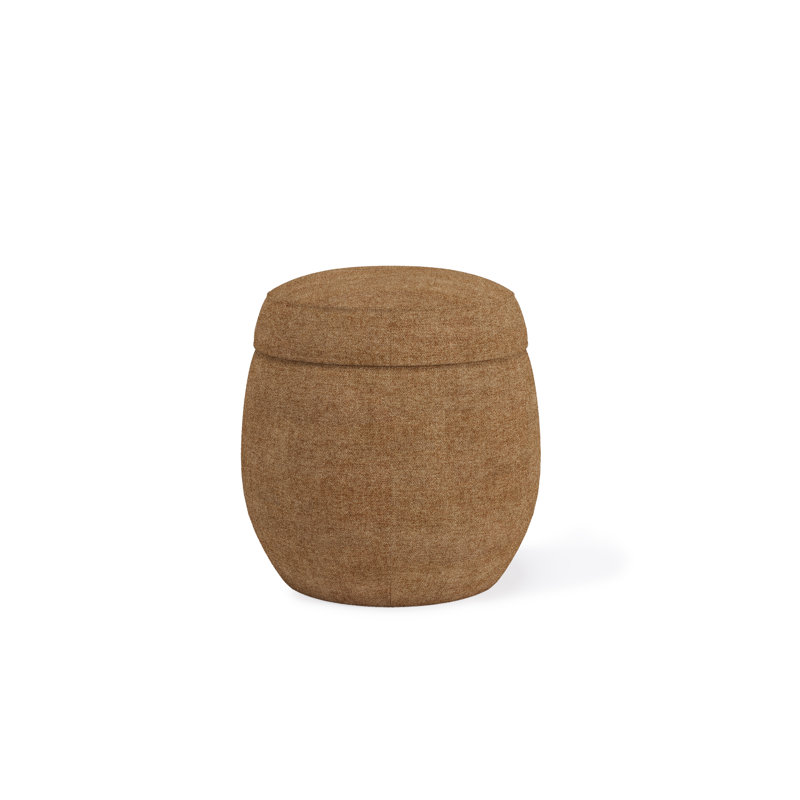 Upholstered Ottoman In Jeans, Brown