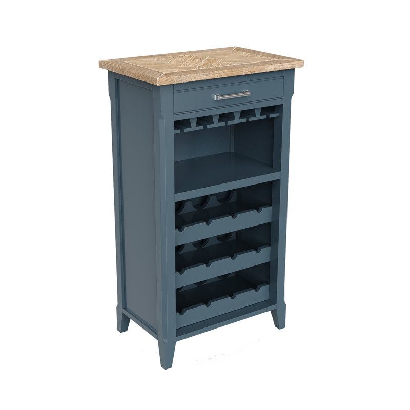 Floor Wine Bottle & Glass Rack Blue