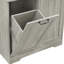Armoire de rangement autoportante en chêne avec panier à linge inclinable, portes, tiroirs et tablettes réglables