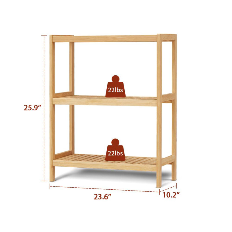 3 Tier Bamboo Shelf Storage Organizer Rack Toilet Utility Shelves Standing Shelf Units For Bathroom, Living Room, Kitchen