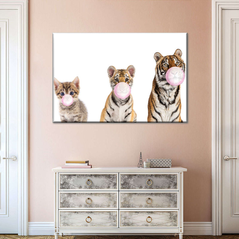 " Bubble Gum Tigers ", 8" H x 12" W x 1" D