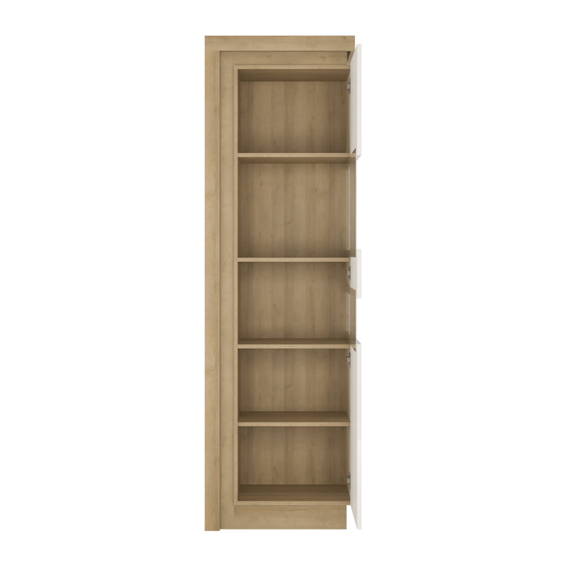 Blayze Display Cabinet, Riviera Oak/White High Gloss, Right Hand