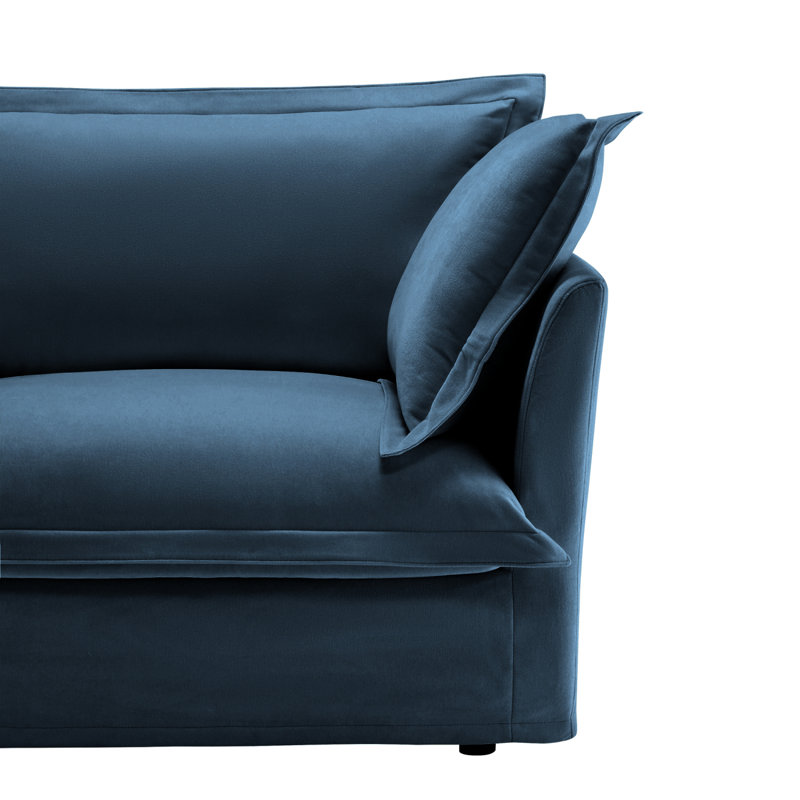 Set of 2 Slipcovered Armchairs Accent Chair Living Room Chair Reading Chair Bedroom Chair, Blue Chenille