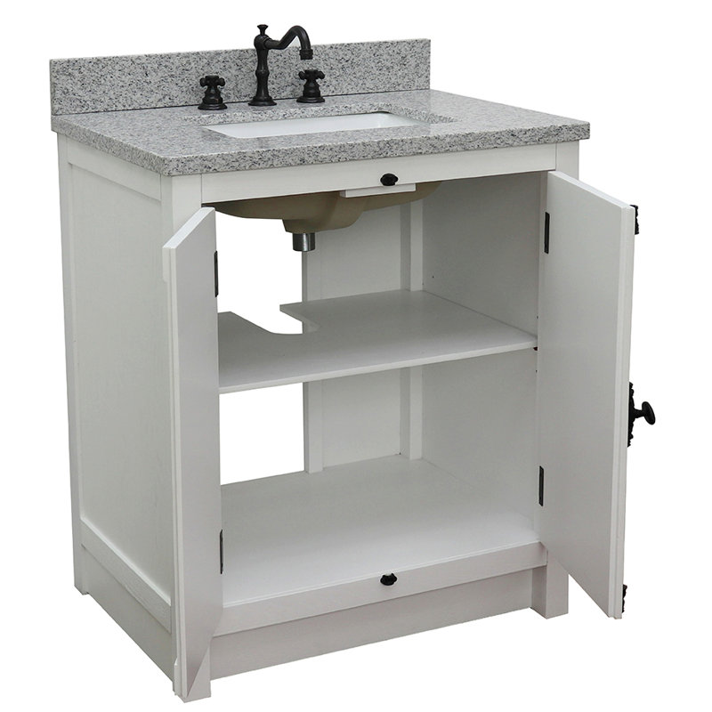 Ziemba 31'' Single Bathroom Vanity with Top, Glacier Ash, Gray Granite