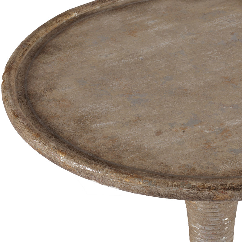 Gloria Round Antique Gold and Silver Leaf End Table
