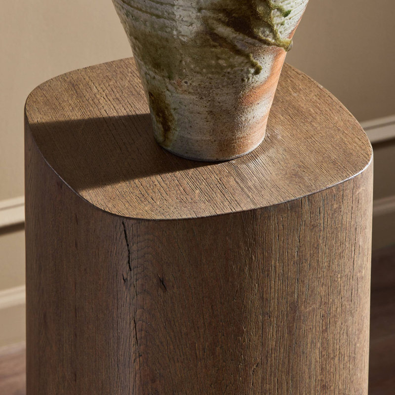 Tycho Pedestal-Brown Oak Veneer, 40" H x 12" W x 12" D