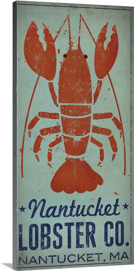 « nantucket homard » par ryan fowler, affiche rétro, H 30 po x l 15 po x P 1,5 po, Toile