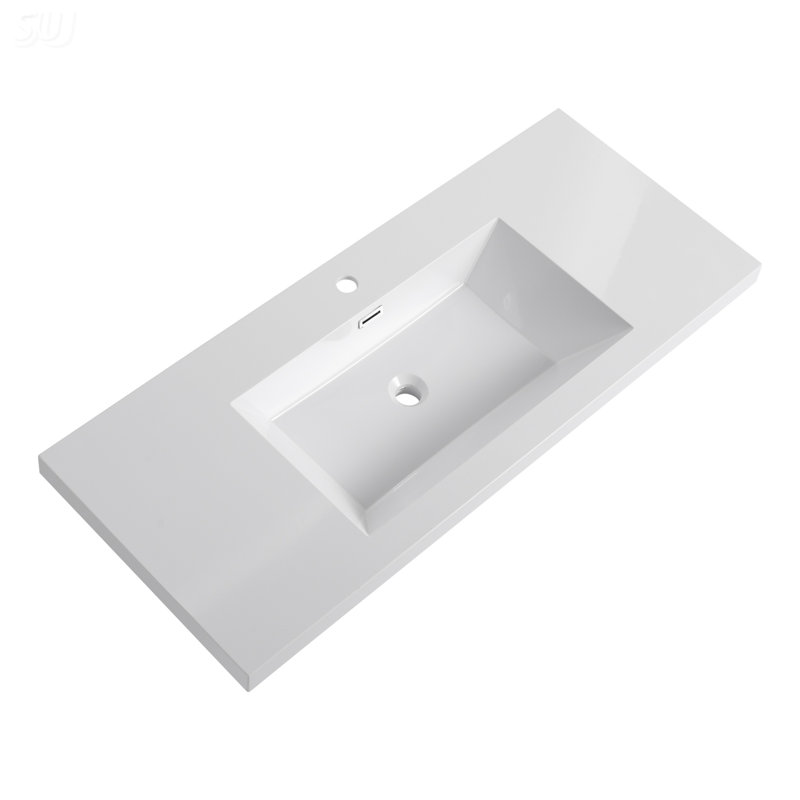 Lavabo de salle de bain durable en résine de 48 pouces, conception moderne pour une performance durable et un attrait esthétique