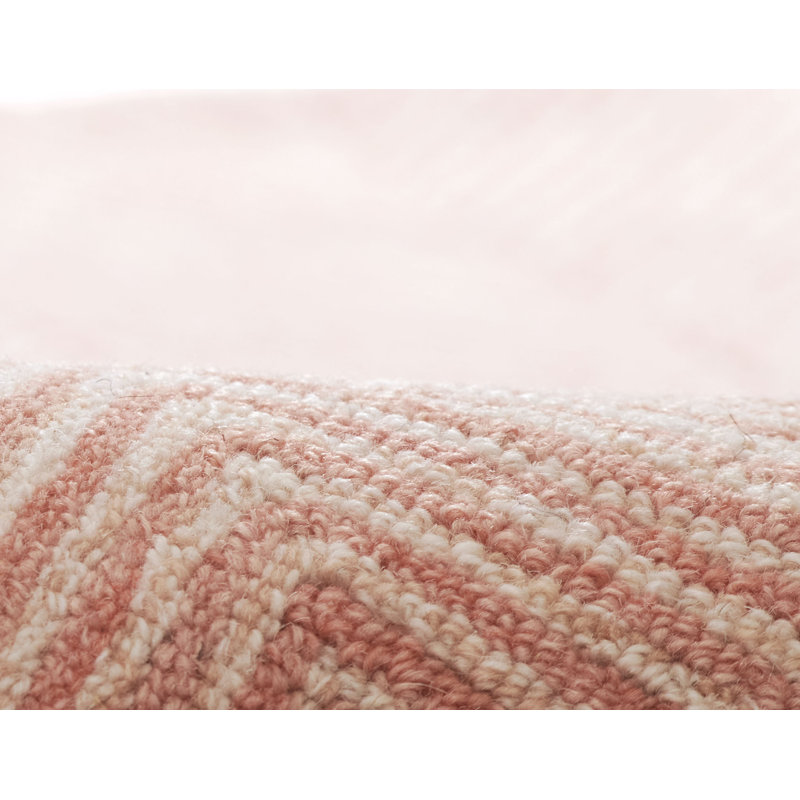 Charles Hand Tufted Wool Zig Zag Area Rug in Pink, Rectangle 2' x 3'