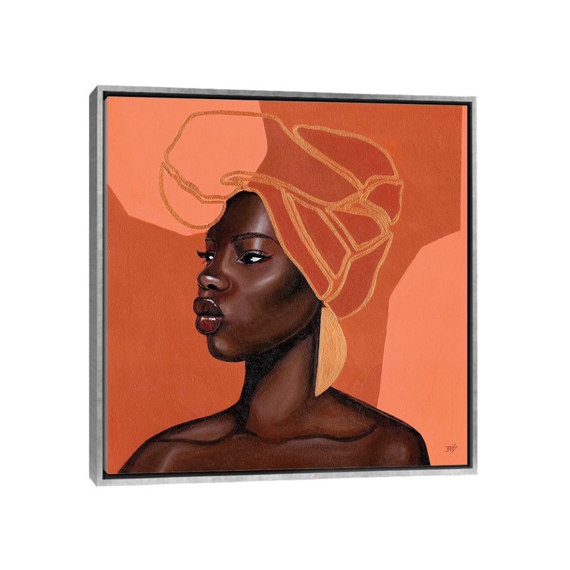 « Adah » par Bria Nicole-impression d’art graphique, Pas de tapis, H 18 po x l 18 po x 1,5 po, Toile avec cadre argenté