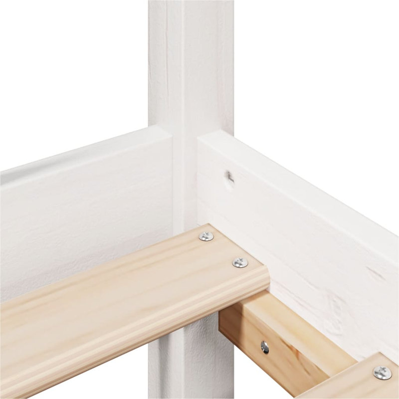 Solid Wood Storage Bed, White, 200 x 200cm