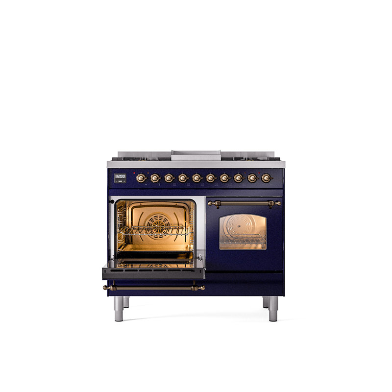 ILVE Nostalgie II 40 in Dual Fuel Range, Liquid Propane, Midnight Blue/Bronze