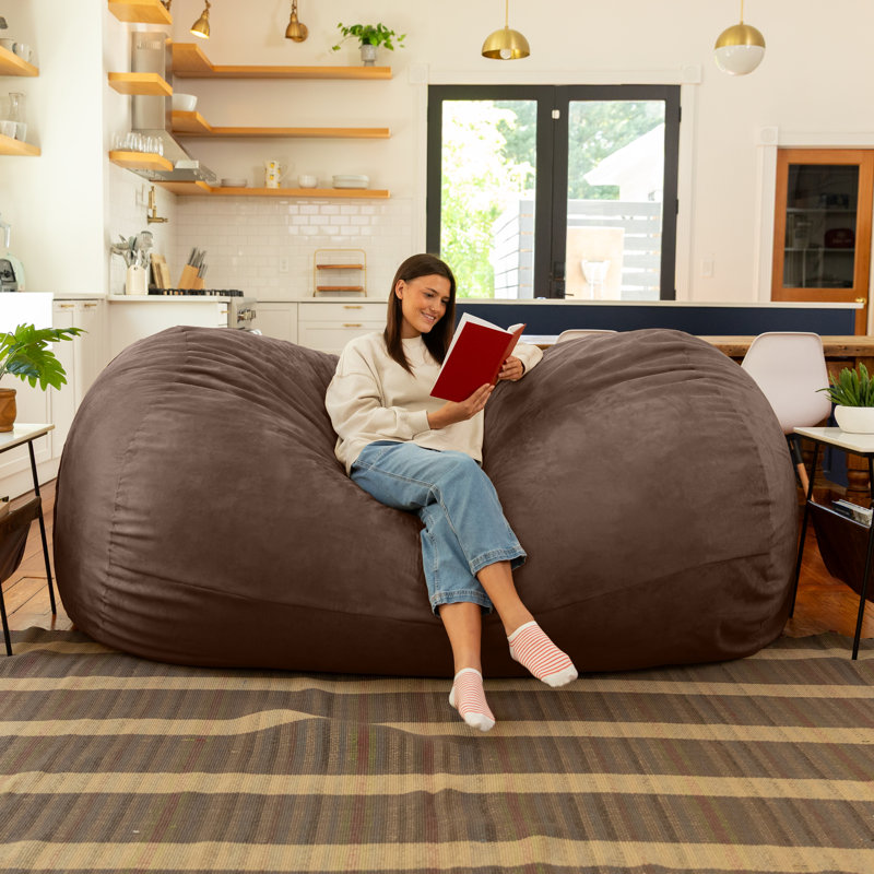 7 Foot Giant Bean Bag Sofa, Chocolate Microsuede