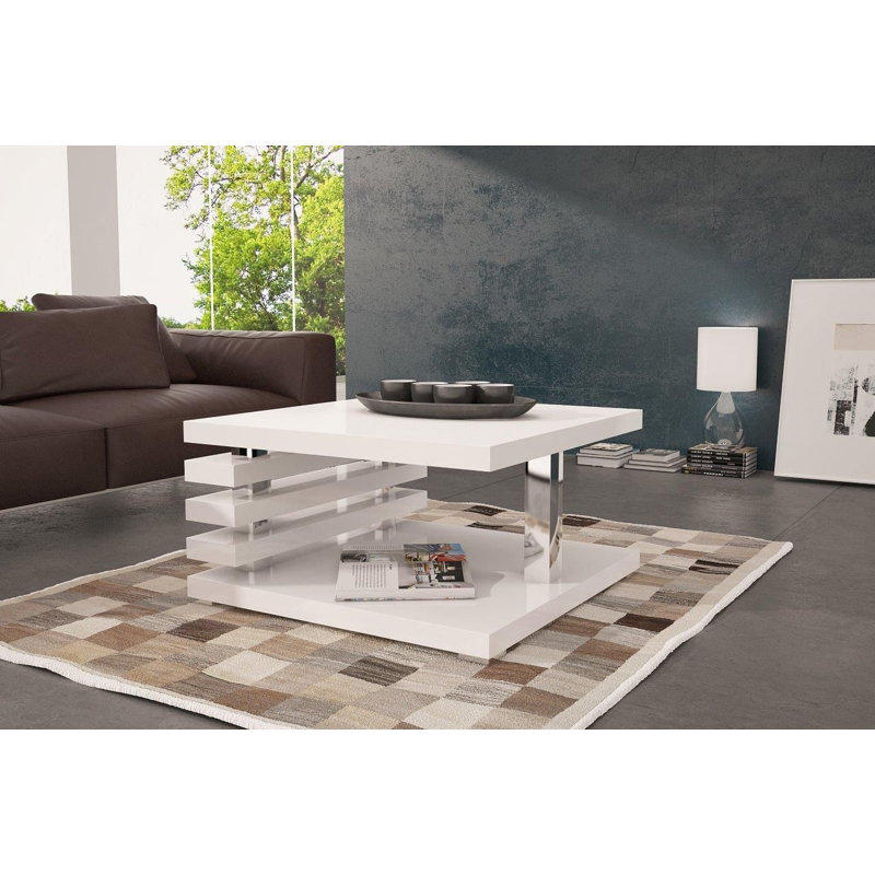 Coffee Table Johnstown in Geometric Design, White