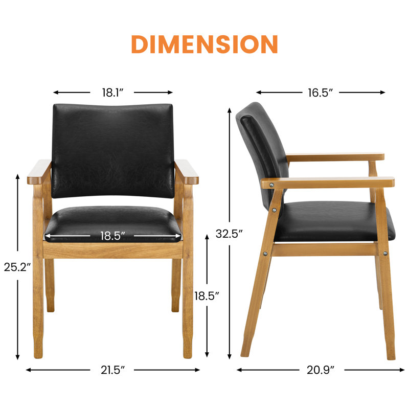 Chaise avec accoudoirs avec accoudoirs et pieds en bois massif Modern, Noir, noir, noir, noir
