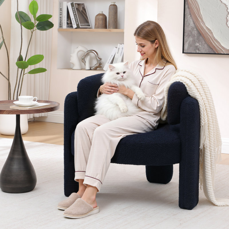 Fauteuil d'appoint demi-tonneau 31,5 po, bleu