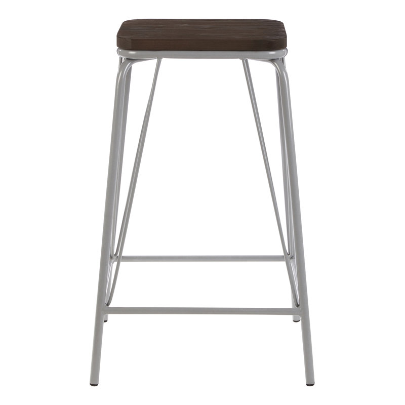 Laughlin Counter Stool with Metal Frame, Brown/Grey