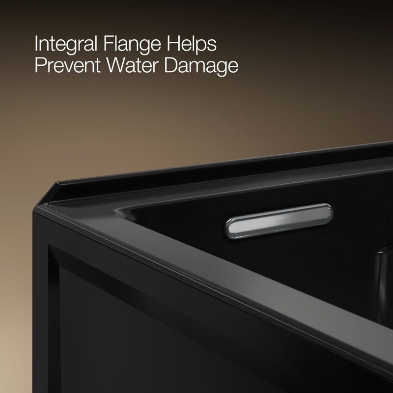 Archer 60" x 32" Alcove/Tile Soaking Bathtub, Black, Left