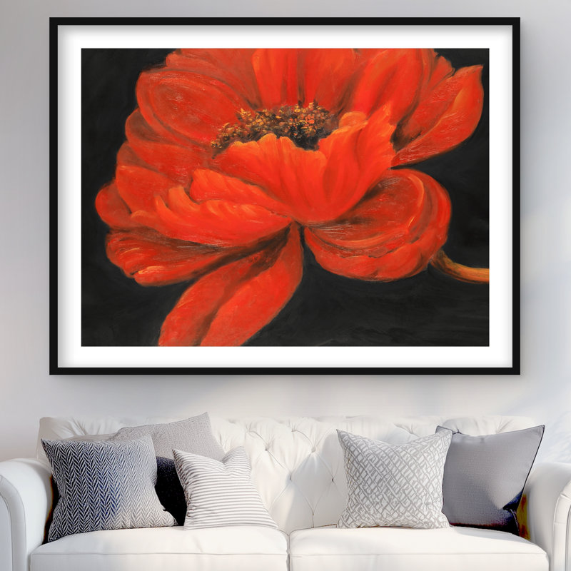 Pétale rouge - motif de fleurs noires pour décoration intérieure, Noir