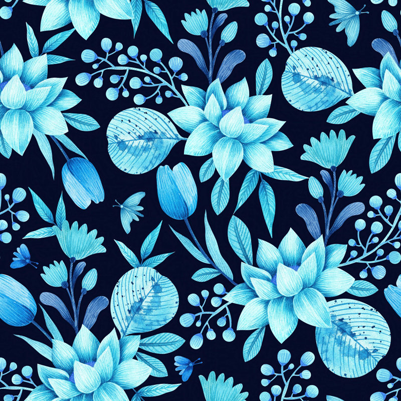 Floral Wall Mural, 100" W x 8.33" L
