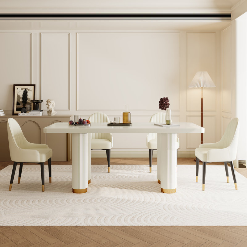 Table de salle à manger 70,9 po Modern, Blanc