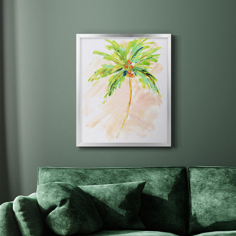 Toile encadrée de qualité supérieure Coconut Palm II - prête à être accrochée, Cadre à joints invisibles, Argent